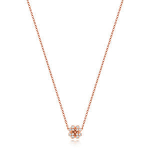 Collier trèfle en diamants et or rose 18 carats
