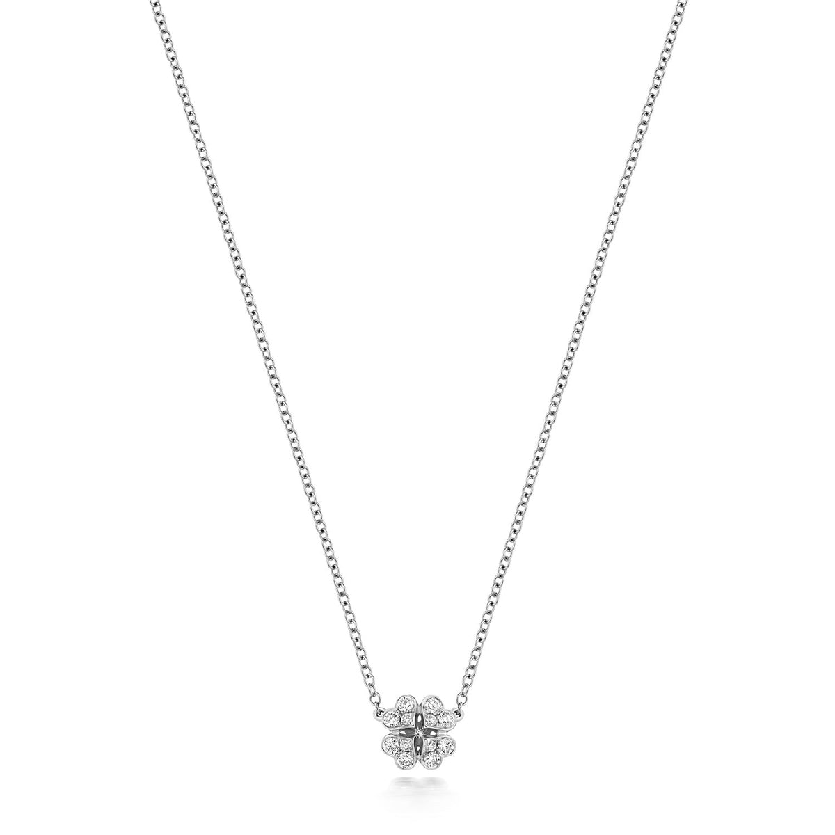 Collier trèfle en diamants et or blanc 18 carats