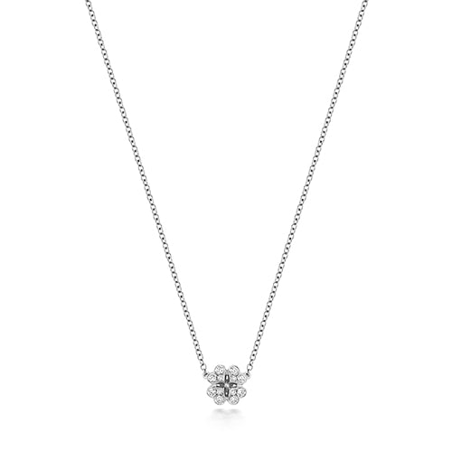 Collier trèfle en diamants et or blanc 18 carats