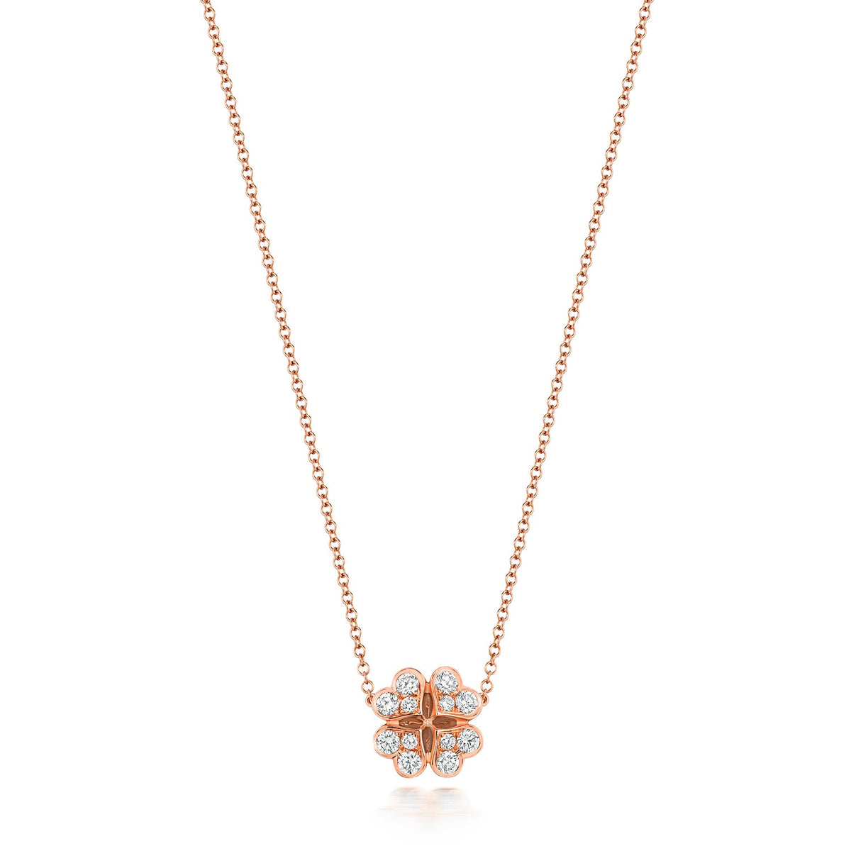 Collier trèfle en diamants et or rose 18 carats