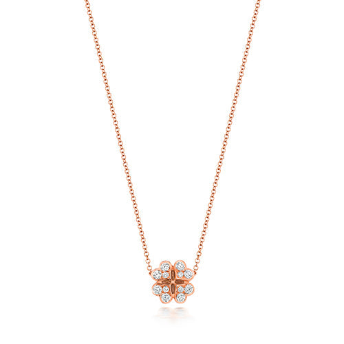 Collier trèfle en diamants et or rose 18 carats