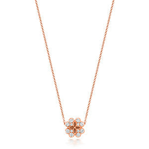 Collier trèfle en diamants et or rose 18 carats