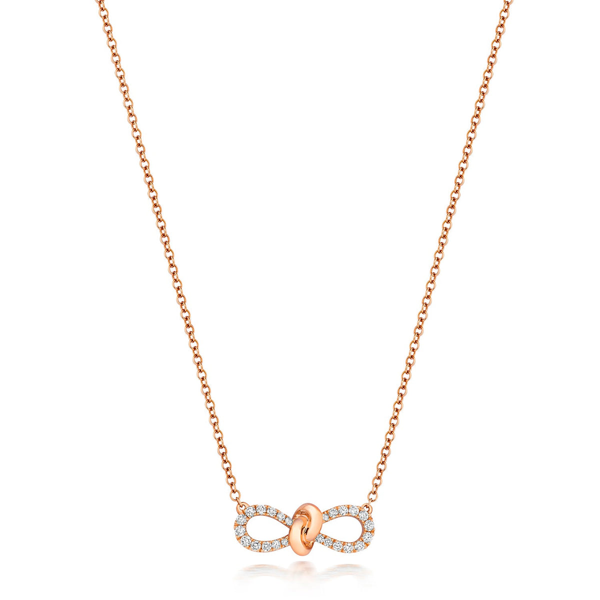 Collier ruban à nœud en diamant en or rose 18 carats