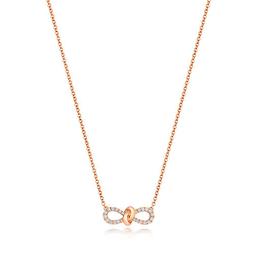 Collier ruban à nœud en diamant en or rose 18 carats
