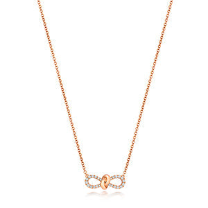 Collier ruban à nœud en diamant en or rose 18 carats