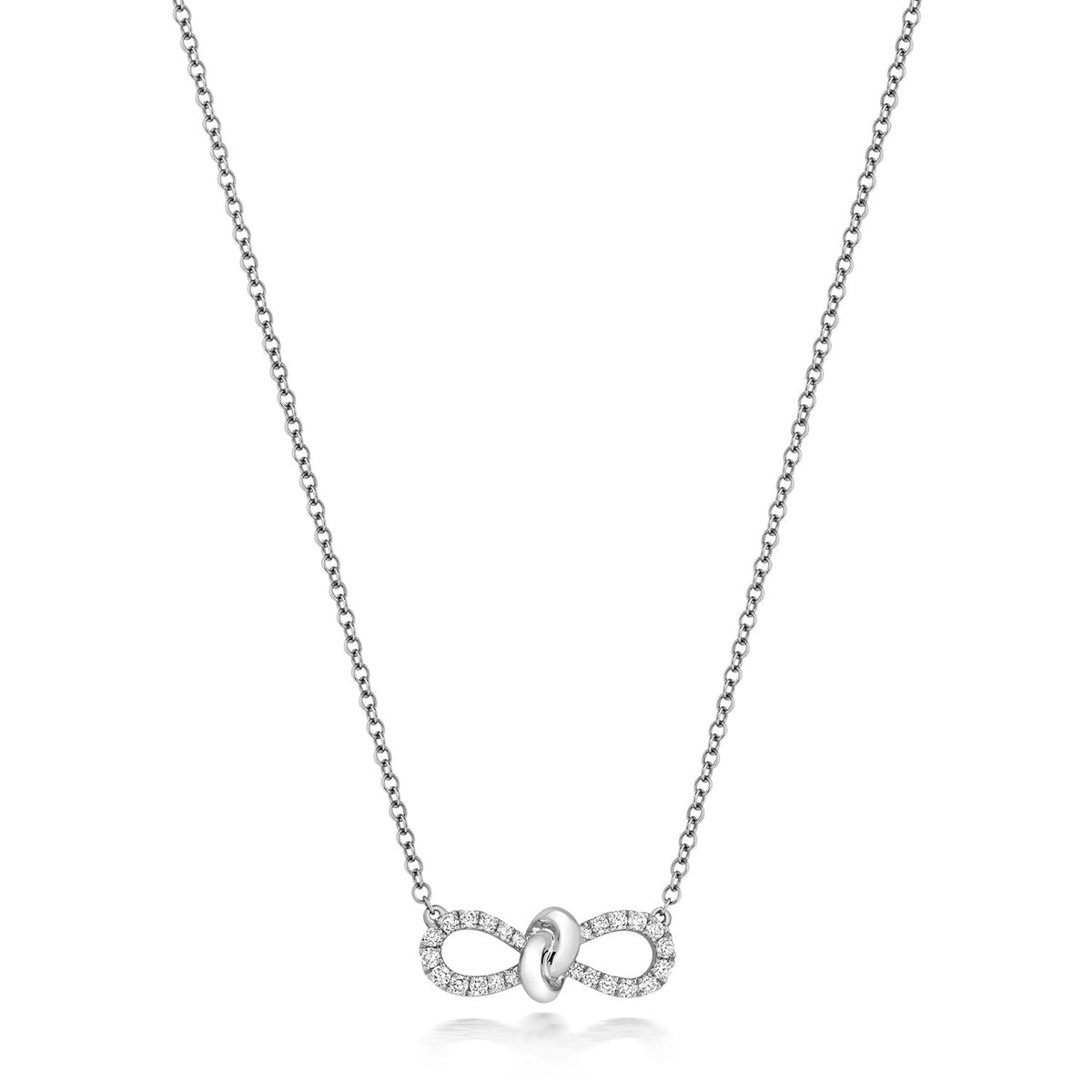 Collier ruban à nœud en diamant en or blanc 18 carats