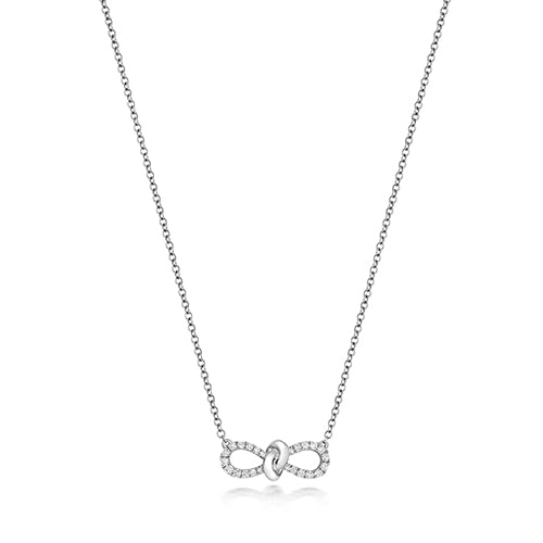 Collier ruban à nœud en diamant en or blanc 18 carats