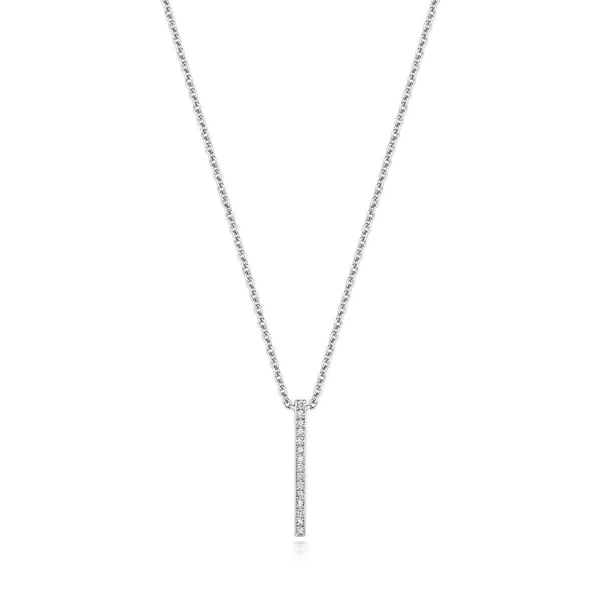 Collier barrette de diamants en or blanc 9 carats