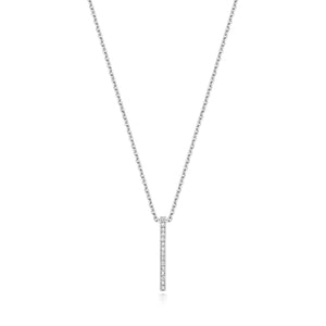 DIAMOND BAR NECKLACE IN 9CT WHITE GOLD