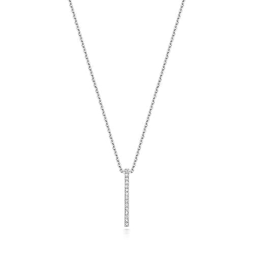  COLLANA CON BARRETTA DI DIAMANTI IN ORO BIANCO 9CT