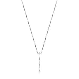 Collier barrette de diamants en or blanc 9 carats