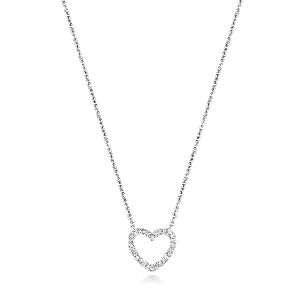 COLLIER CŒUR EN OR BLANC 18 CARATS ET DIAMANTS
