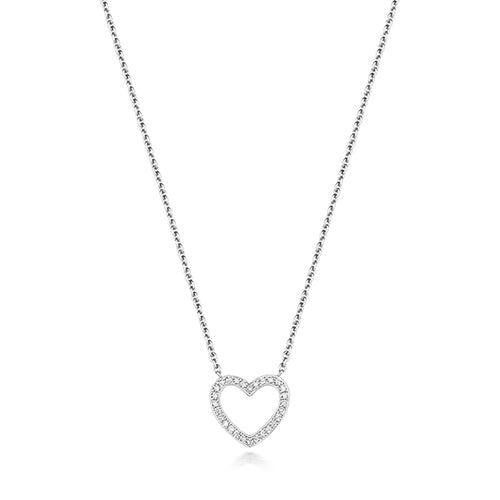 COLLIER CŒUR EN OR BLANC 18 CARATS ET DIAMANTS