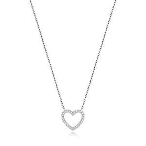 COLLIER CŒUR EN OR BLANC 18 CARATS ET DIAMANTS