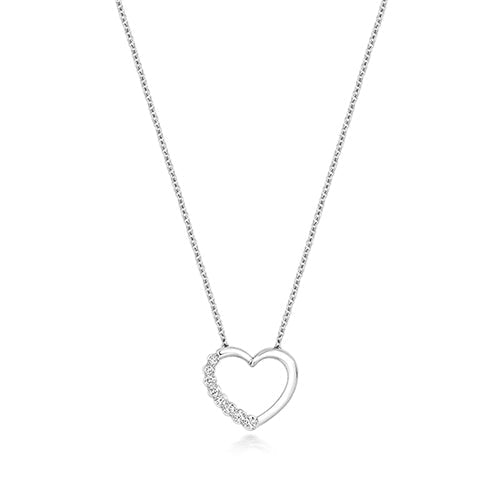 COLLIER CŒUR EN OR BLANC 18 CARATS ET DIAMANTS