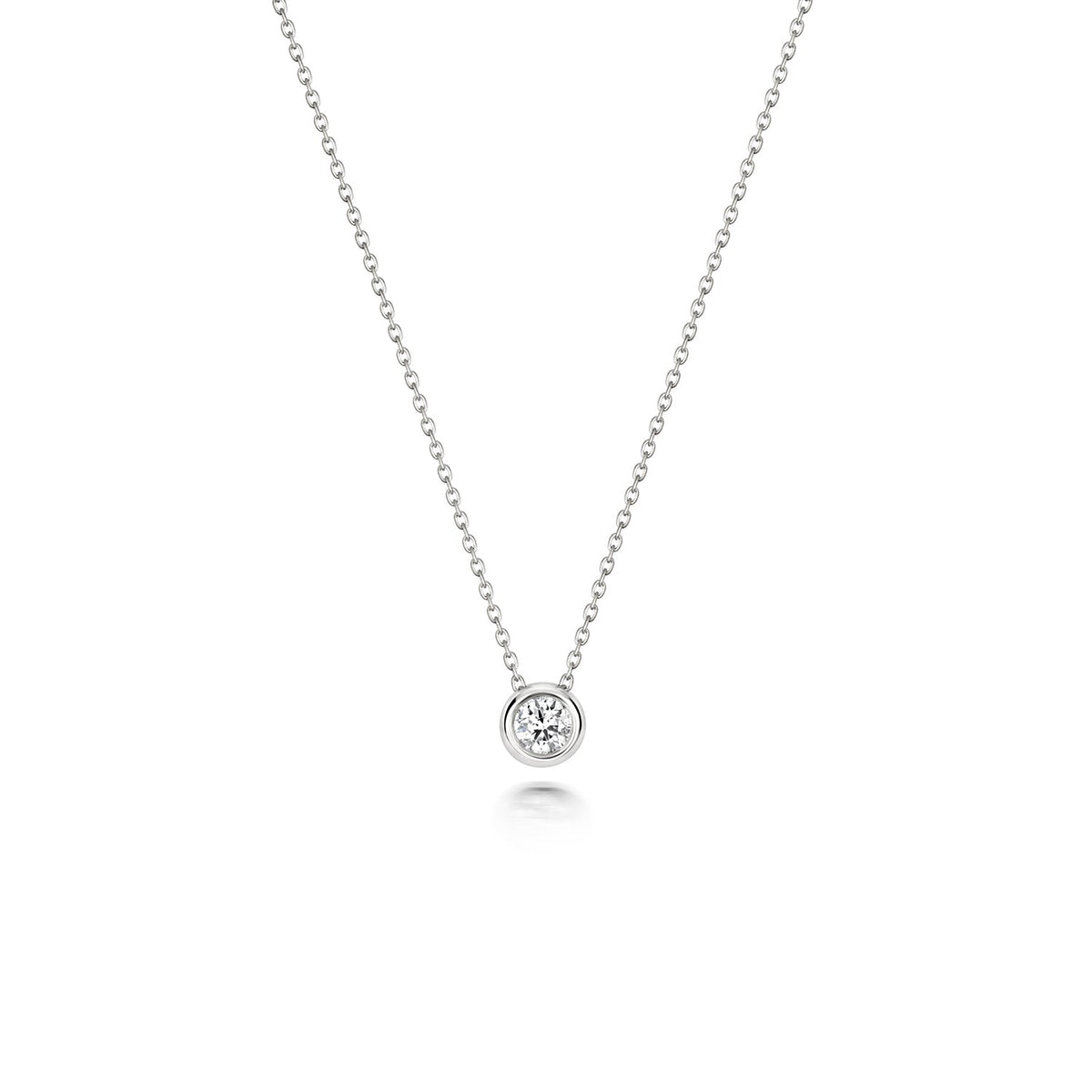 NDQ133W - Collier rubis simple en or blanc 18 carats serti d'un diamant