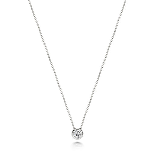 NDQ133W - Collier rubis simple en or blanc 18 carats serti d'un diamant