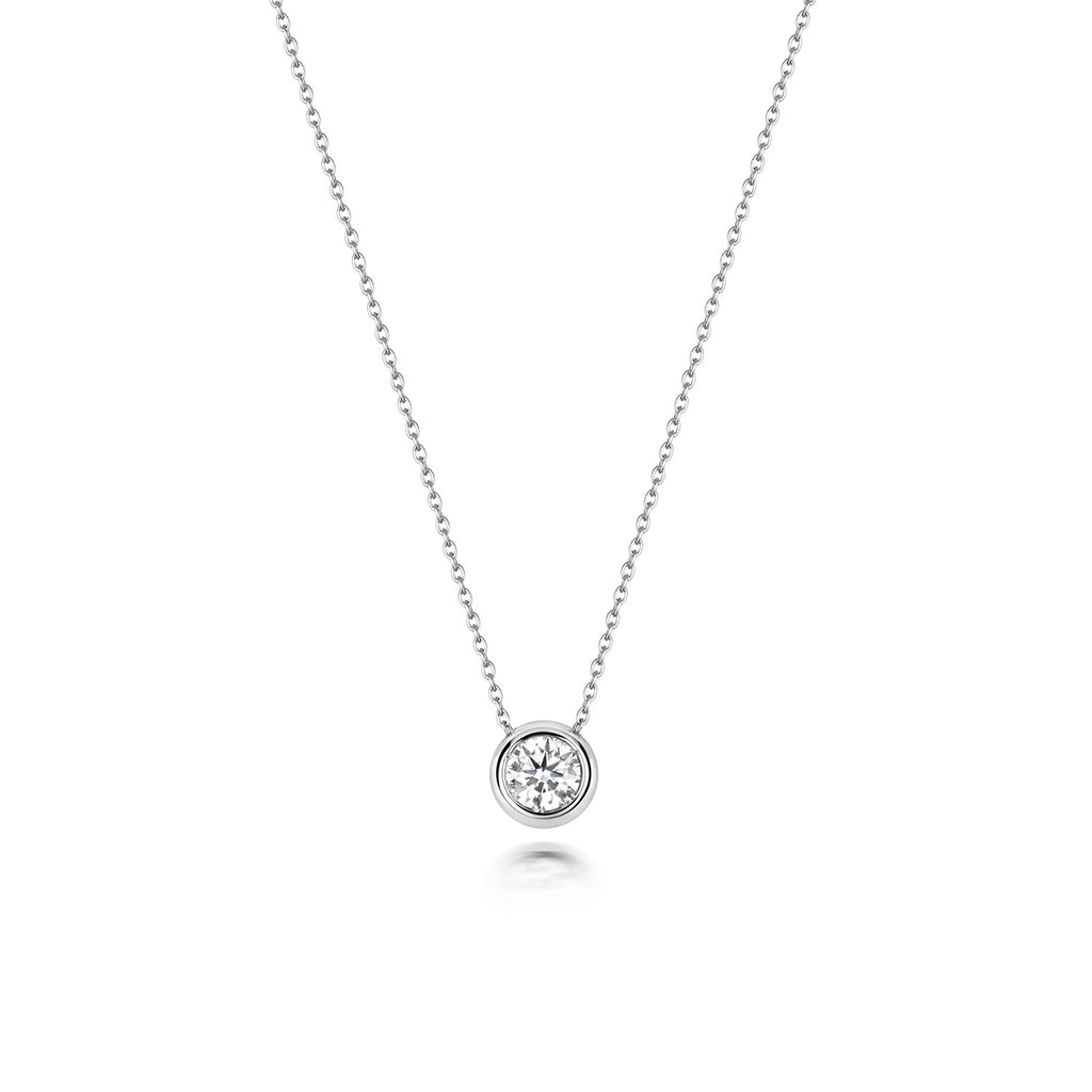 NDQ134W - DIAMOND SINGLE RUBOVER NECKLACE IN 18CT WHITE GOLD