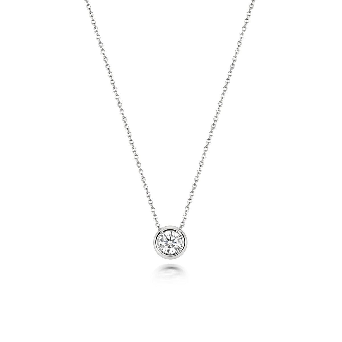 NDQ134W - Collier rubis simple en or blanc 18 carats serti d'un diamant