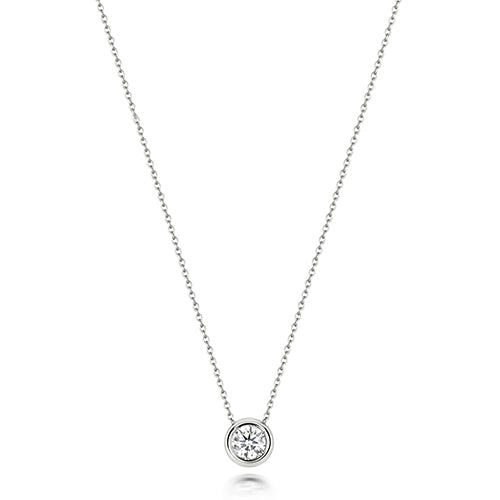 NDQ134W - Collier rubis simple en or blanc 18 carats serti d'un diamant