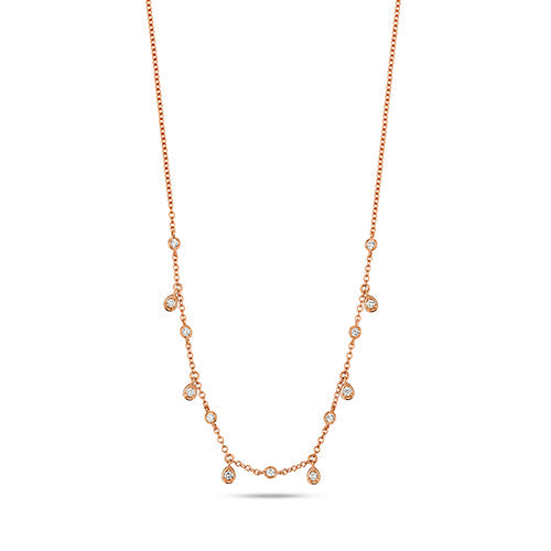 Classic 18ct rose gold diamond necklace