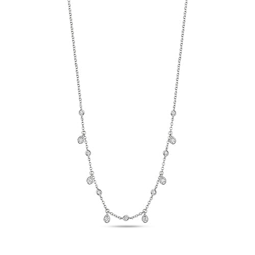 Collier en diamant avec breloques en forme de larme et en or blanc 18 carats