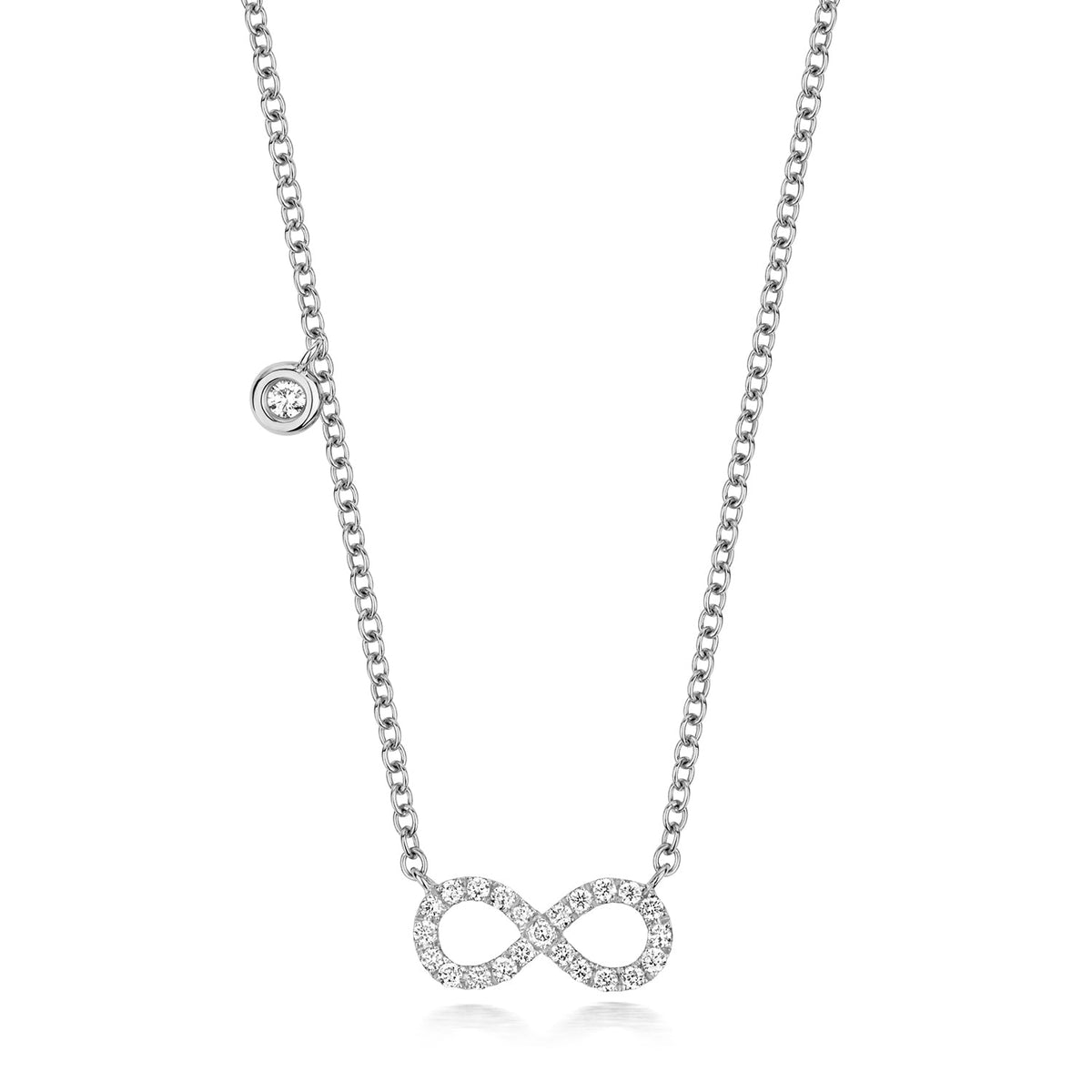 Collier solitaire diamant infini en or blanc 18 carats