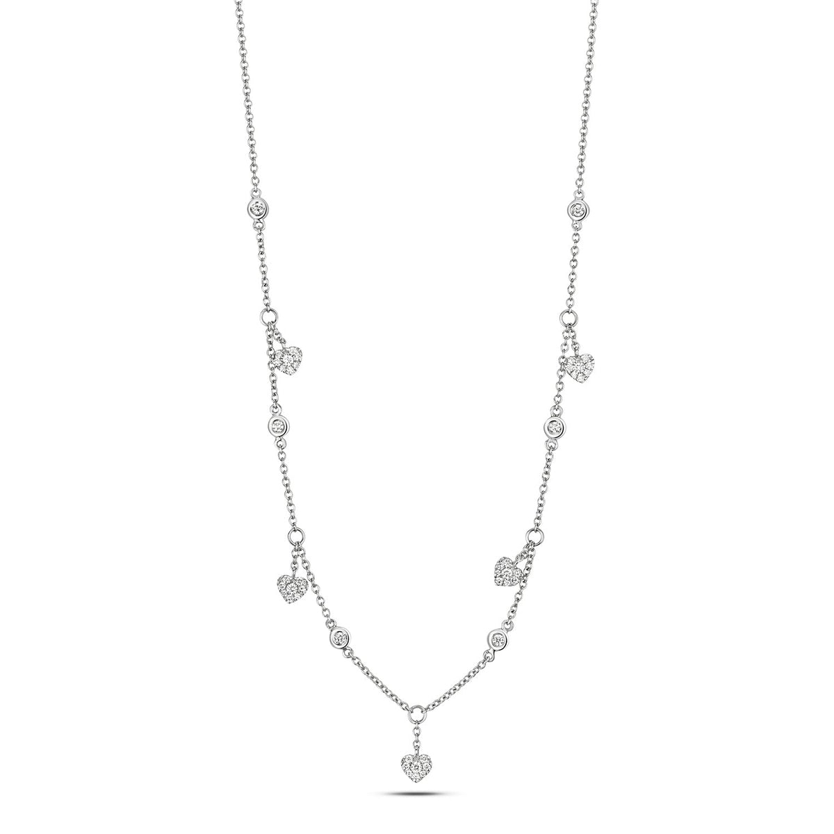 Collier avec pendentif cœur en diamant en or blanc 18 carats, demi-carat