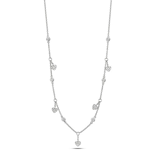 Collier avec pendentif cœur en diamant en or blanc 18 carats, demi-carat