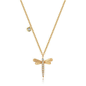 Classic 18ct gold dragonfly necklace