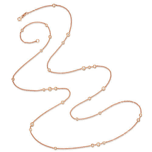 Collana di diamanti 1,85 ct in oro rosa 18 ct, catena lunga da 2 carati, al metro