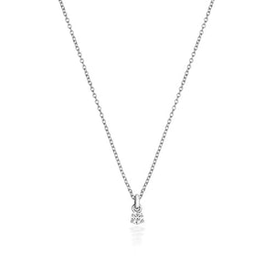 Solitaire DIAMOND 3 CLAW NECKLACE IN 18CT WHITE GOLD