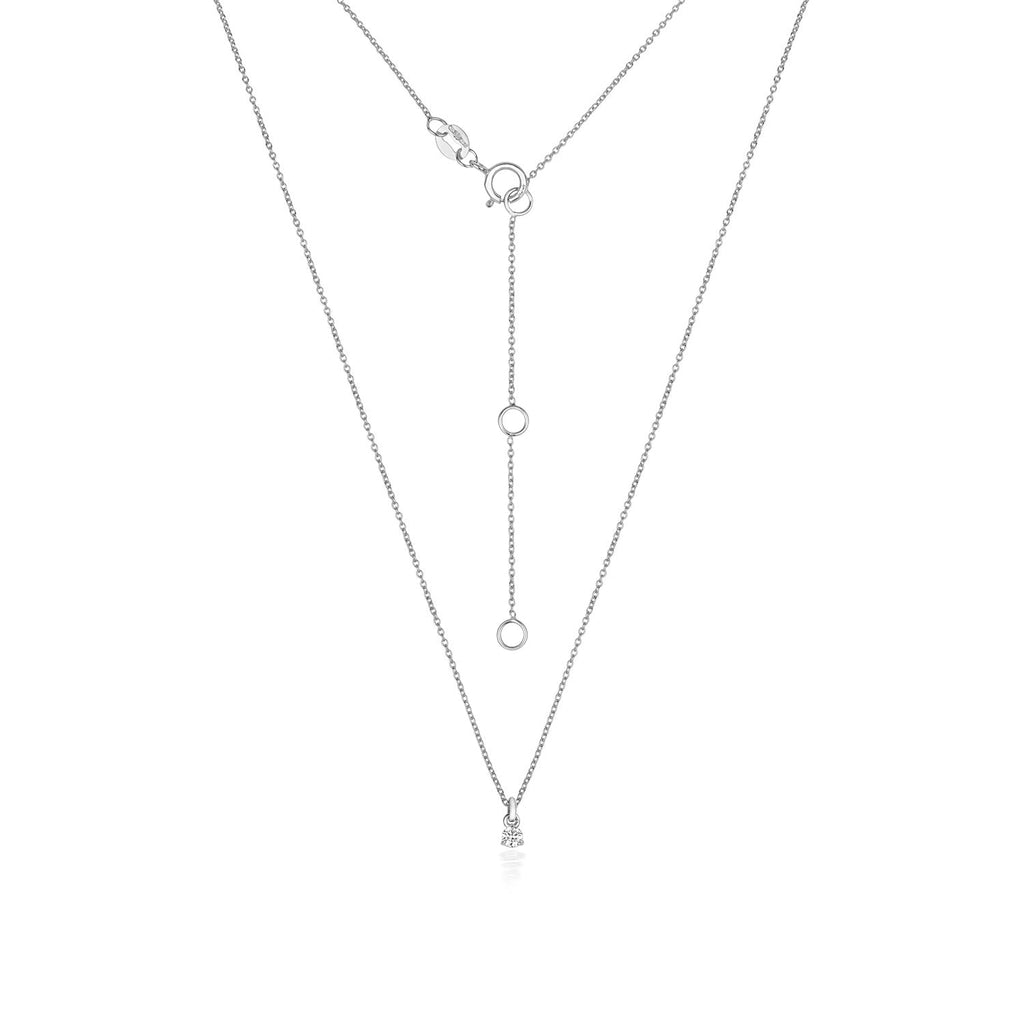 Solitär-Diamant-Dreikrallen-Halskette aus 18-karätigem Weißgold