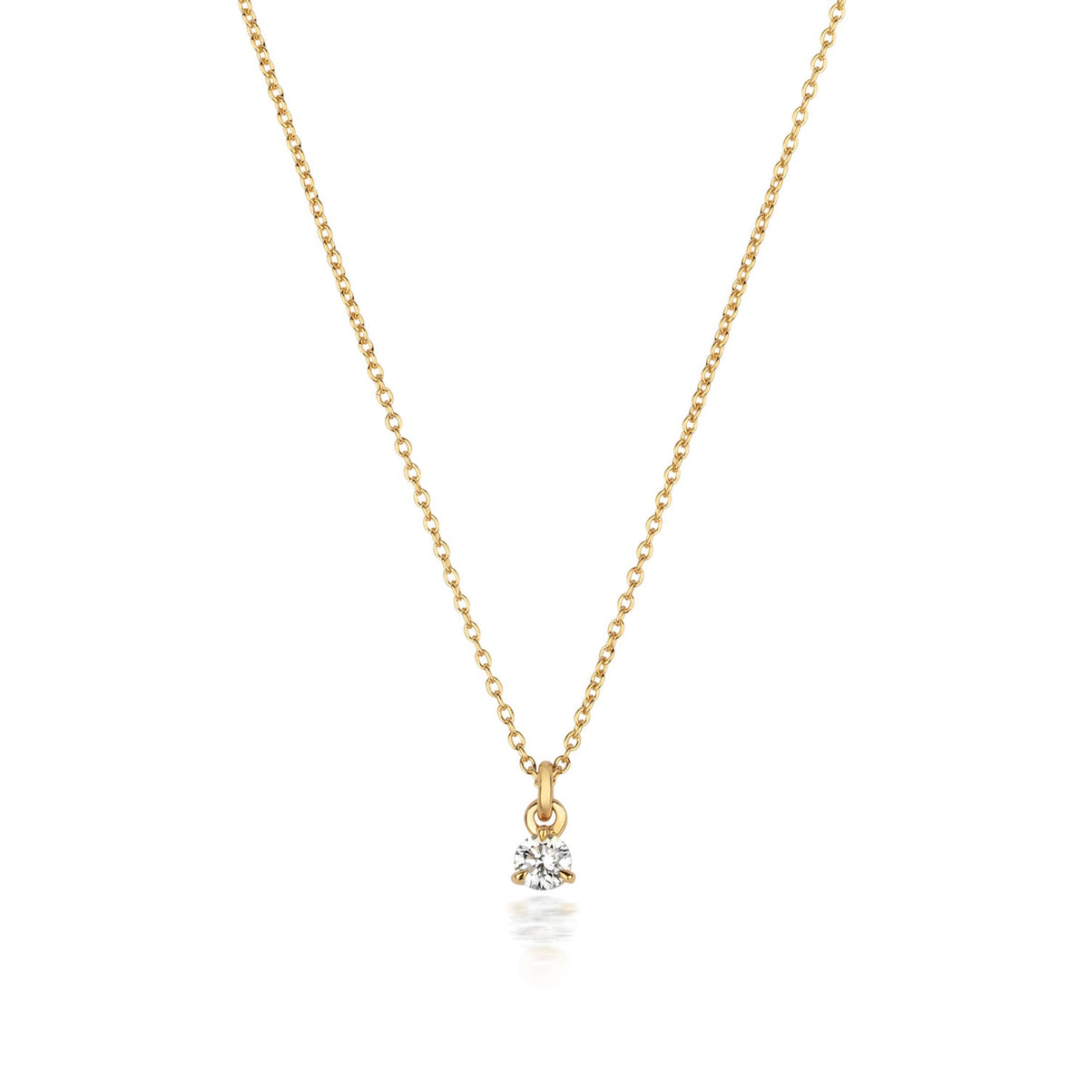 NDQ146 - Collier à 3 griffes en or 18 carats serti de diamants