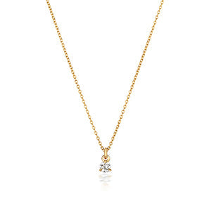 NDQ146 - Collier à 3 griffes en or 18 carats serti de diamants