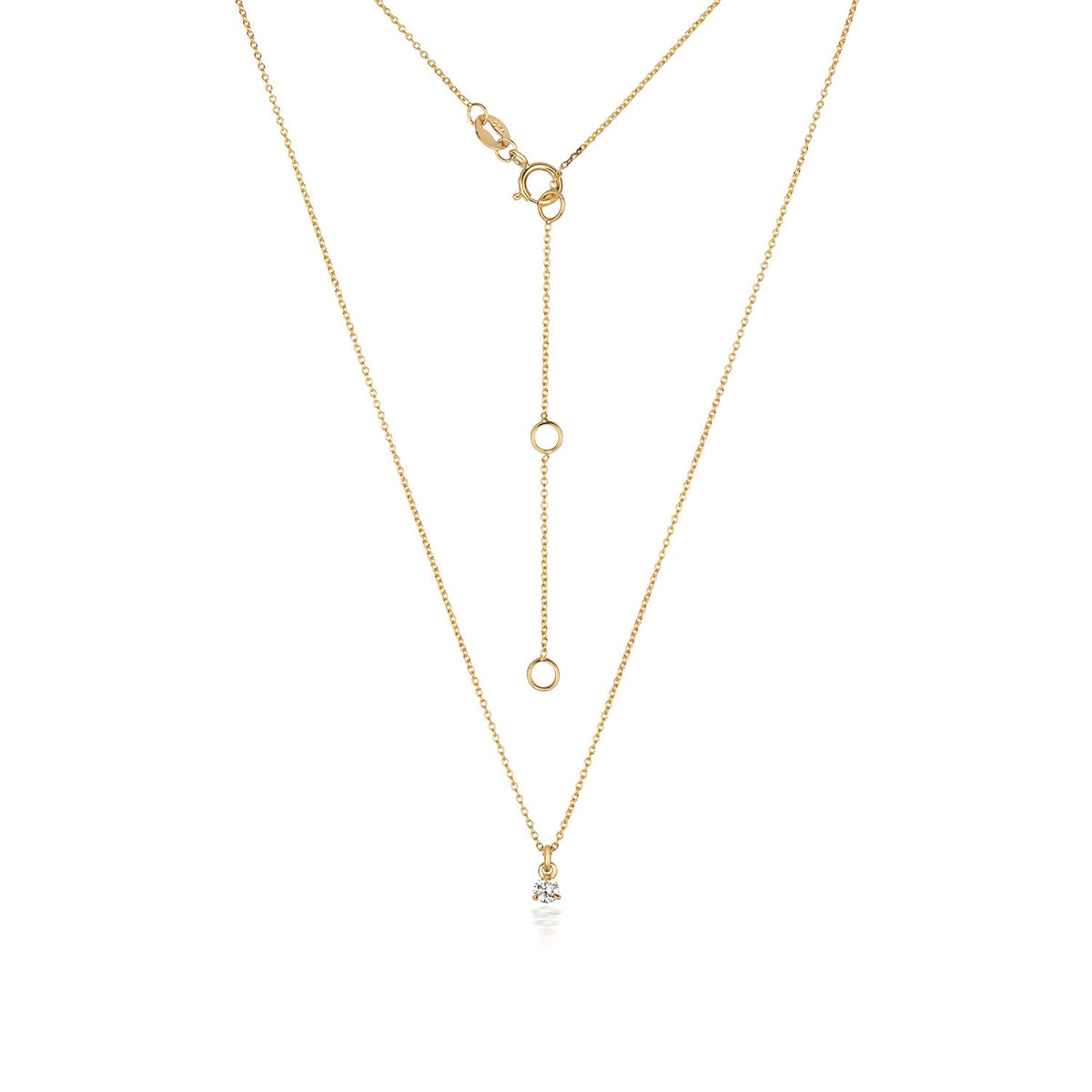 NDQ146 - Collier à 3 griffes en or 18 carats serti de diamants