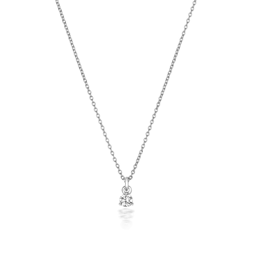 NDQ146W – Diamant-Dreikrallen-Halskette aus 18-karätigem Weißgold