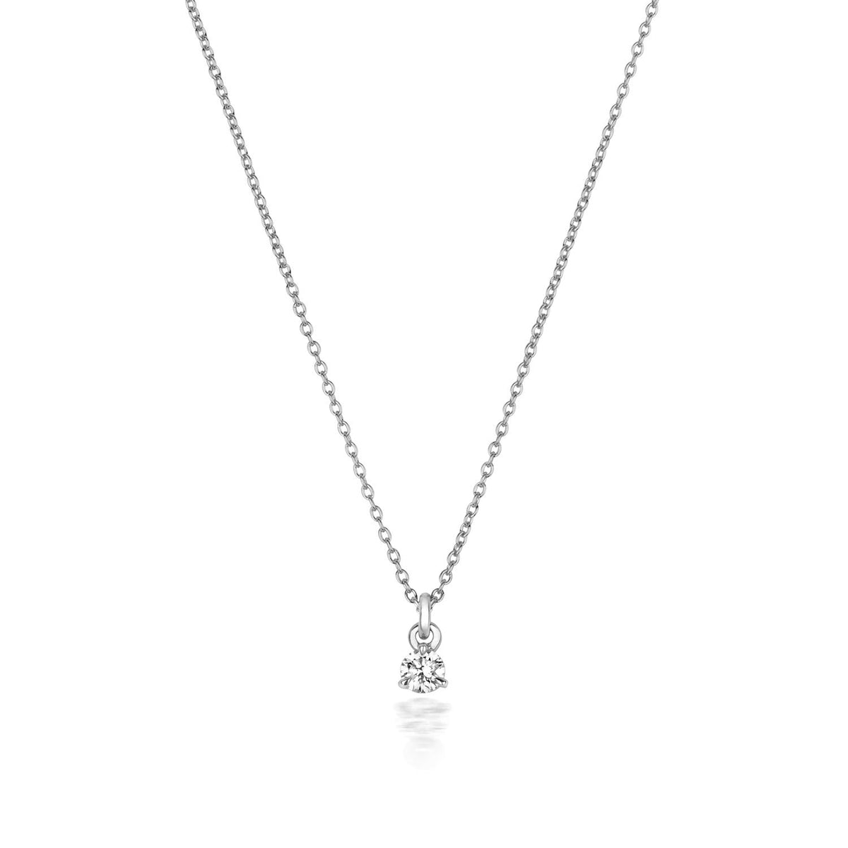 NDQ146W - Collier à 3 griffes en or blanc 18 carats serti de diamants