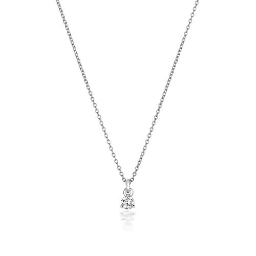 NDQ146W - Collier à 3 griffes en or blanc 18 carats serti de diamants