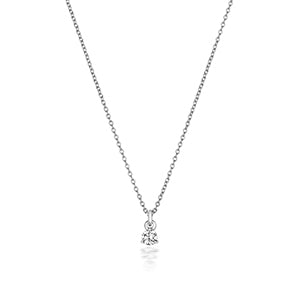 NDQ146W - Collier à 3 griffes en or blanc 18 carats serti de diamants