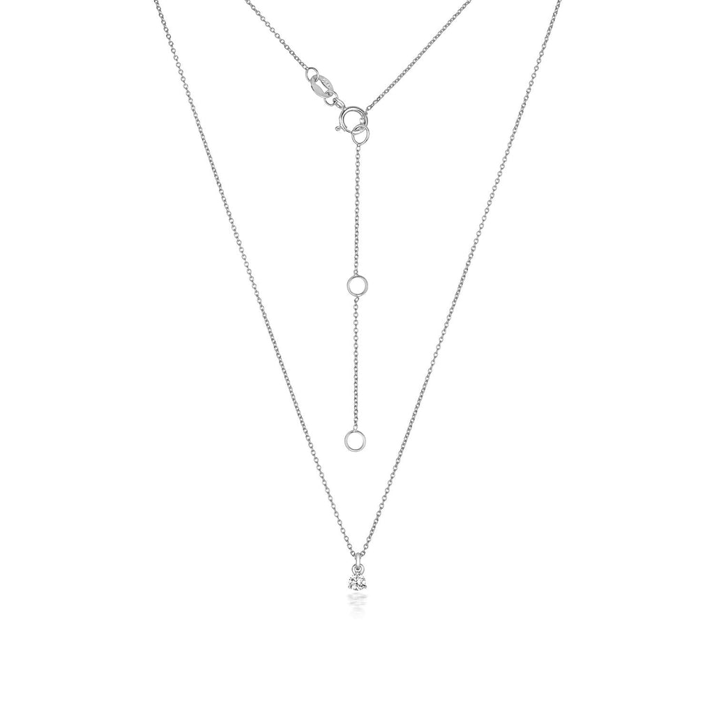 NDQ146W – Diamant-Dreikrallen-Halskette aus 18-karätigem Weißgold