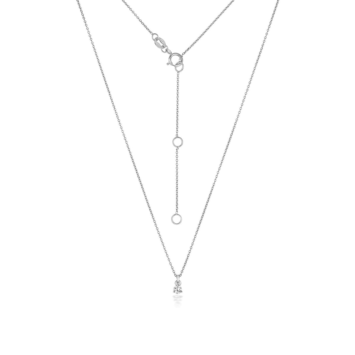 NDQ146W - Collier à 3 griffes en or blanc 18 carats serti de diamants