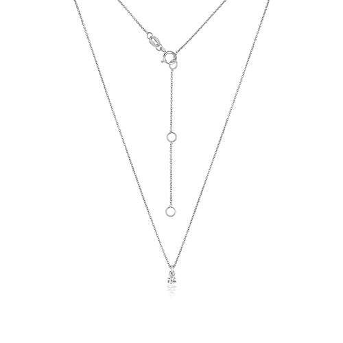 NDQ146W - Collier à 3 griffes en or blanc 18 carats serti de diamants
