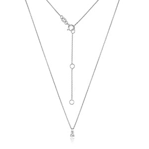 NDQ146W – Diamant-Dreikrallen-Halskette aus 18-karätigem Weißgold