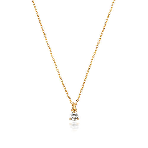 NDQ147 - Collier à 3 griffes en or 18 carats serti de diamants
