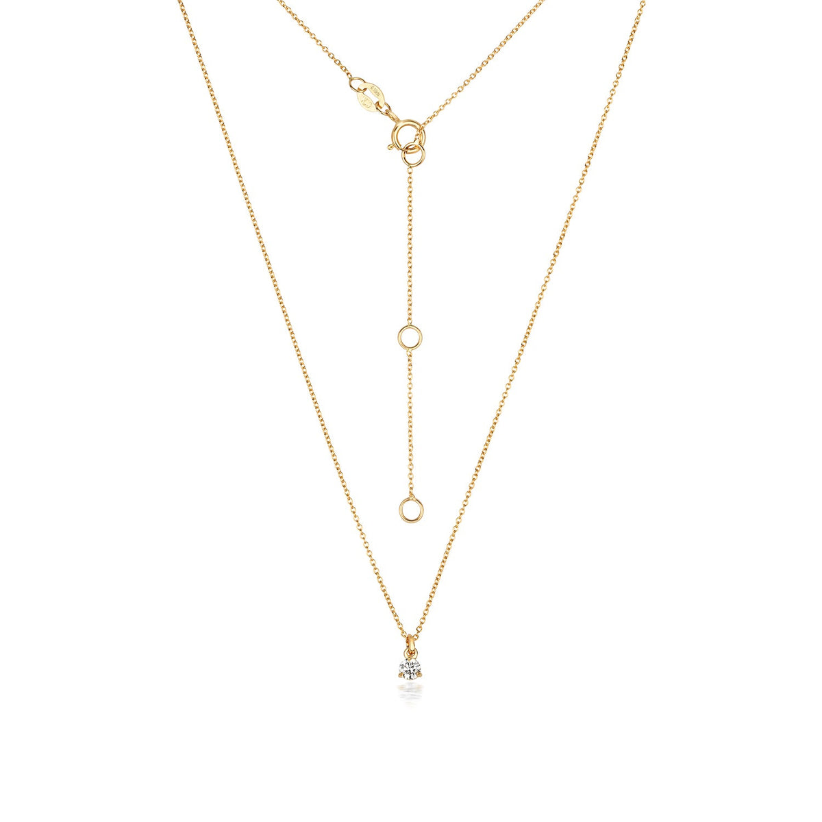 NDQ147 - Collier à 3 griffes en or 18 carats serti de diamants