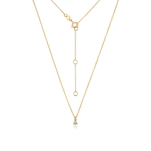 NDQ147 - Collier à 3 griffes en or 18 carats serti de diamants
