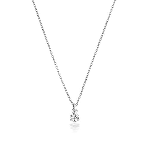 NDQ147W - Collier à 3 griffes en or blanc 18 carats serti de diamants