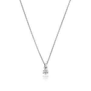 NDQ147W - Collier à 3 griffes en or blanc 18 carats serti de diamants