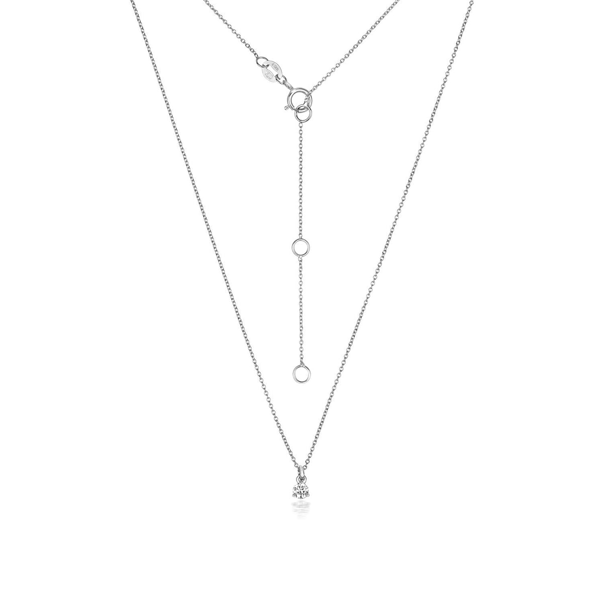 NDQ147W - Collier à 3 griffes en or blanc 18 carats serti de diamants